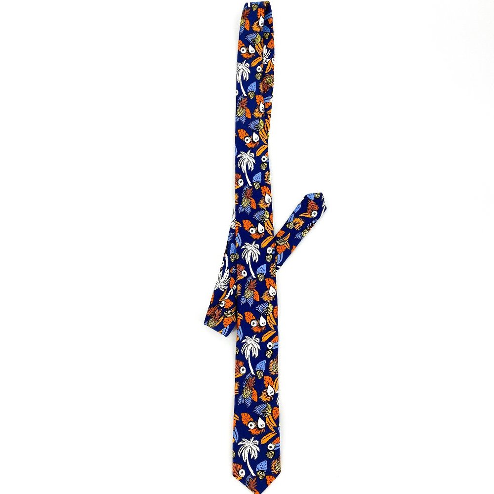 TED BAKER London Palm & Fruit Print Navy Multi Italian Silk Tie NWOT